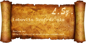 Lebovits Szofrónia névjegykártya